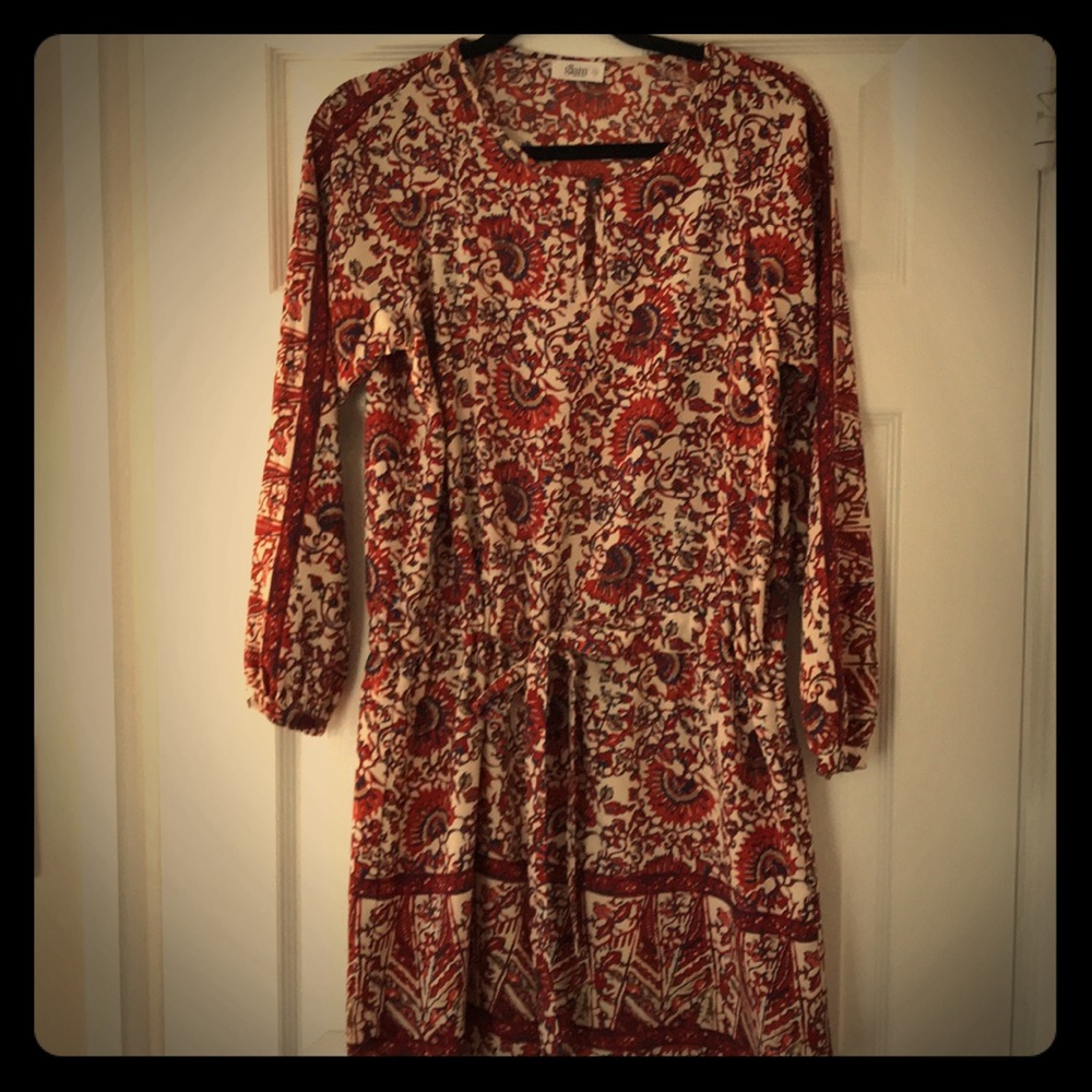 Print Mini Dress with Cinch Waist